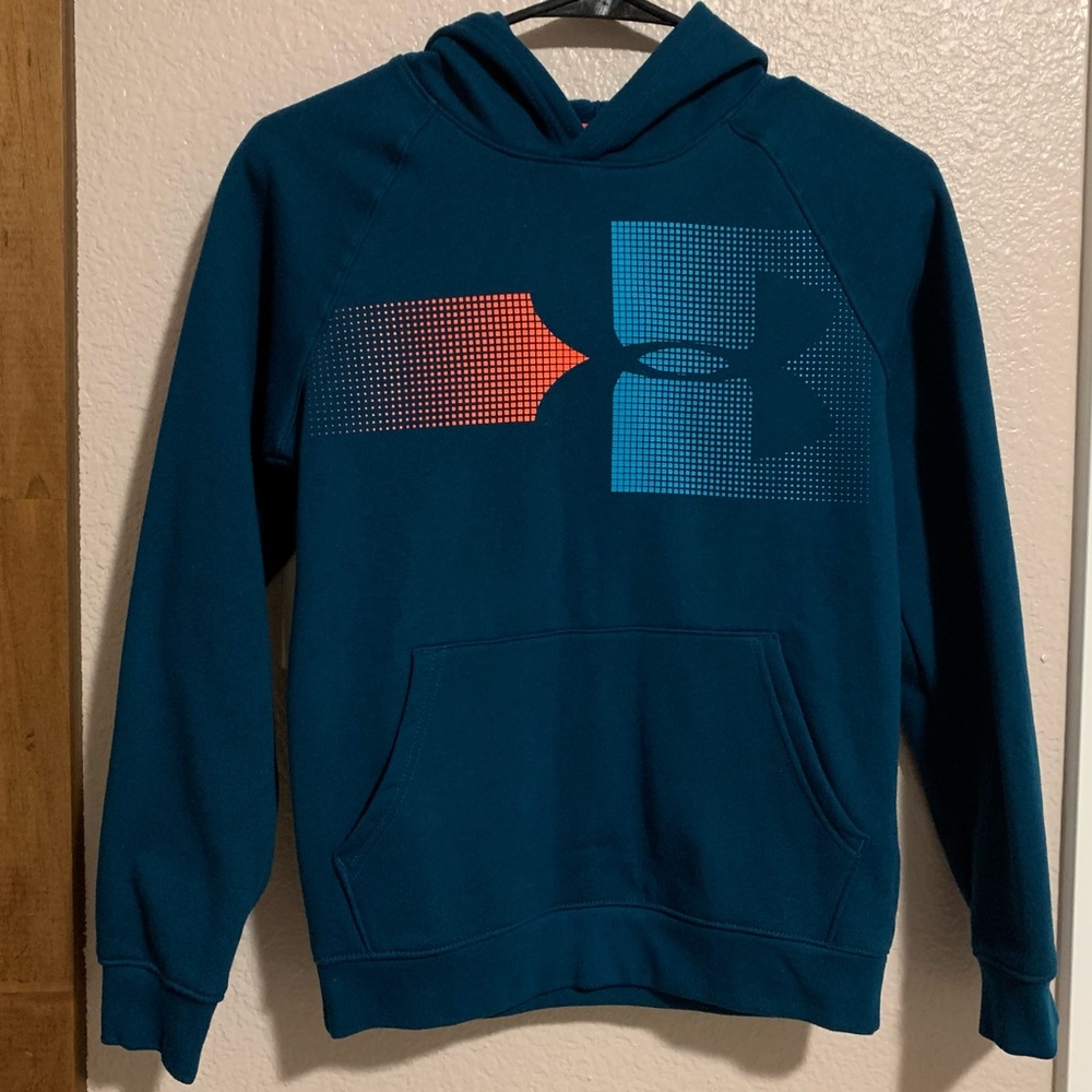 Big Boys Under Armour UA Blue Coldgear Loose Fit Hoodie Kangaroo Pocket Size YMD